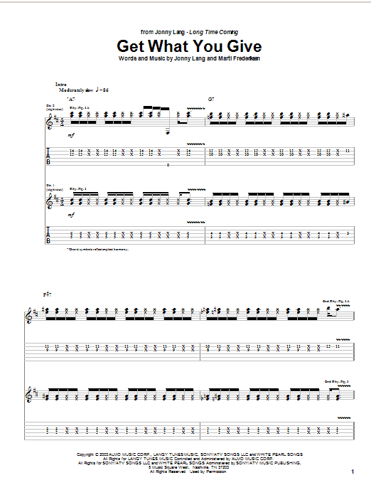 Learn to play Jonny Lang Get What You Give sheet music for Guitar Tab in minutes. Price: 7.8900$ Jonny Lang Get What You Give sheet music notes and chords arranged for Guitar Tab