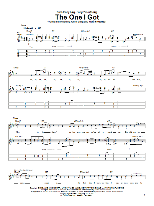 Learn to play Jonny Lang The One I Got sheet music for Guitar Tab in minutes. Price: 7.8900$ Jonny Lang The One I Got sheet music notes and chords arranged for Guitar Tab