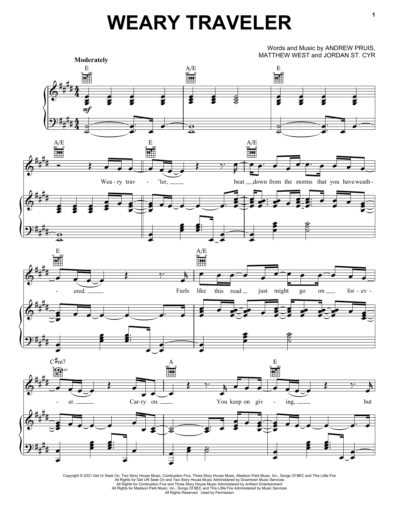 Jordan St. Cyr Weary Traveler sheet music notes and chords. Download Printable PDF.