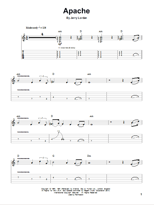 Jorgen Ingmann Apache sheet music notes and chords. Download Printable PDF.