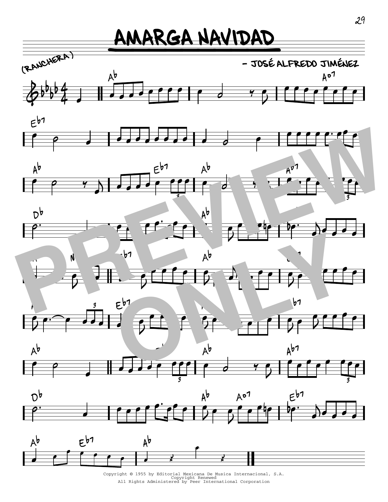 Learn to play Jose Alfredo Jimenez Amarga Navidad sheet music for Real Book – Melody & Chords in minutes. Price: 5.9900$ Jose Alfredo Jimenez Amarga Navidad sheet music notes and chords arranged for Real Book – Melody & Chords