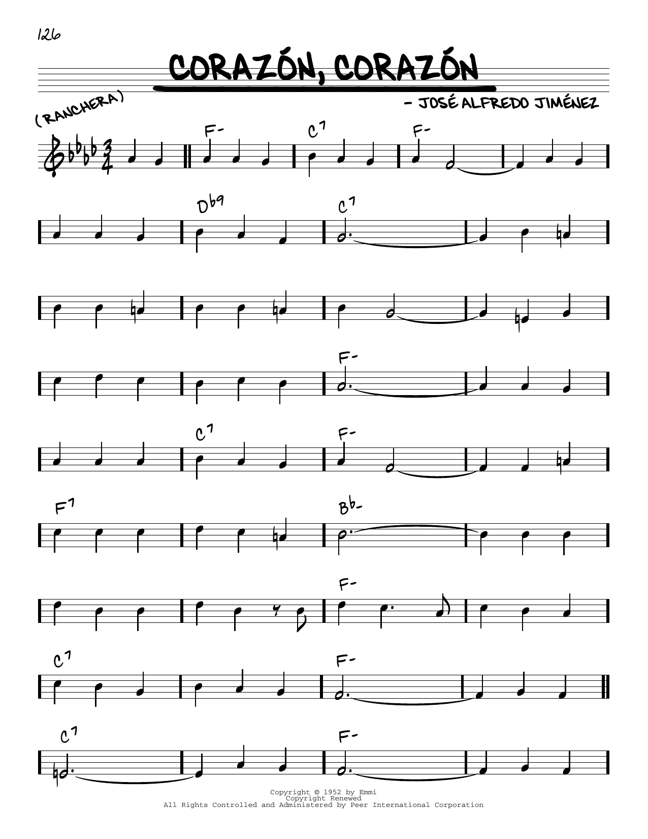 Learn to play José Alfredo Jimenez Corazon Corazon sheet music for Real Book – Melody & Chords in minutes. Price: 5.9900$ José Alfredo Jimenez Corazon Corazon sheet music notes and chords arranged for Real Book – Melody & Chords