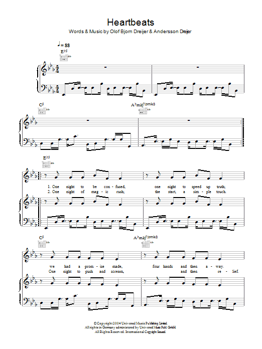 Jose Gonzalez Heartbeats sheet music notes and chords. Download Printable PDF.