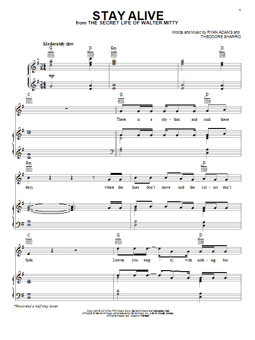 Jose Gonzalez Stay Alive sheet music notes and chords. Download Printable PDF.