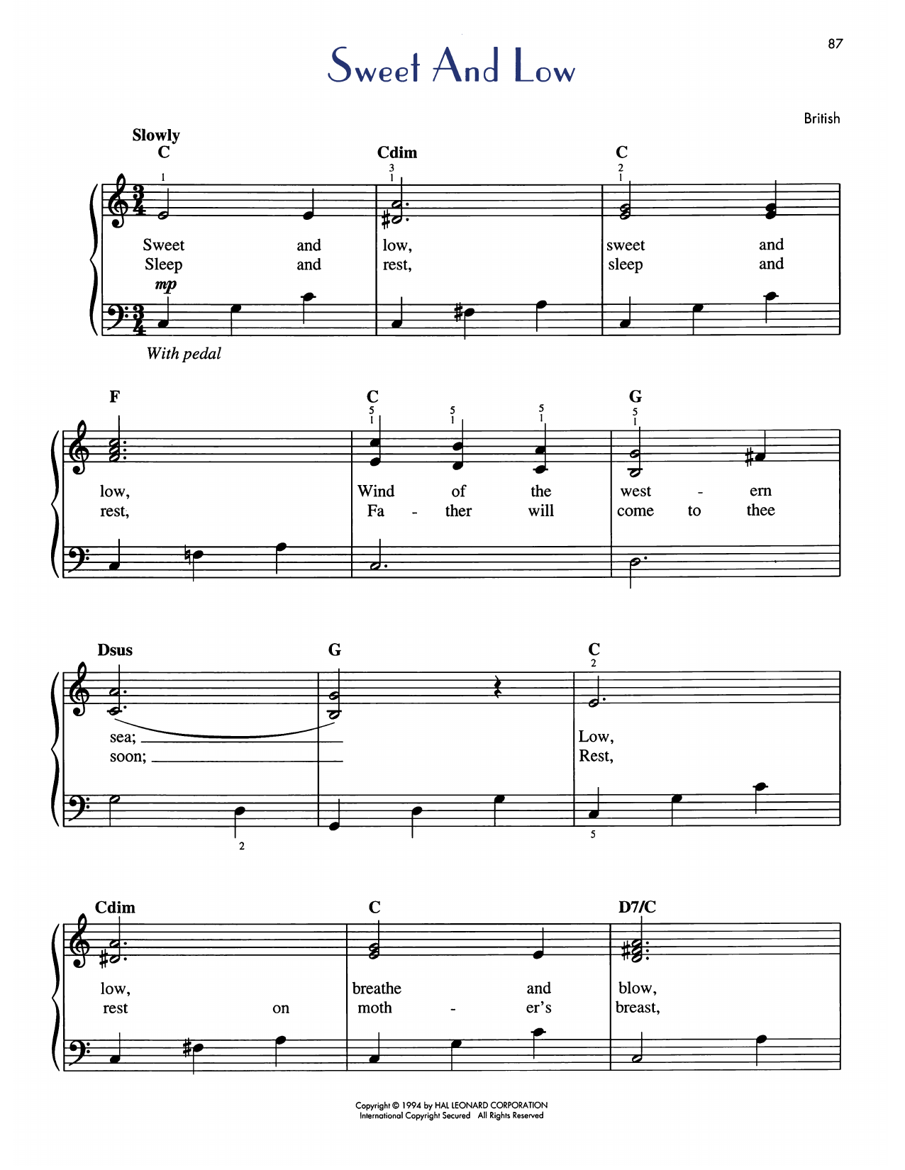 Learn to play Joseph Barnby Sweet And Low sheet music for Easy Piano in minutes. Price: 6.9900$ Joseph Barnby Sweet And Low sheet music notes and chords arranged for Easy Piano