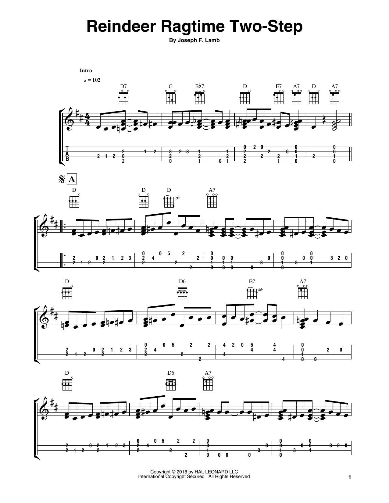 Fred Sokolow Reindeer Ragtime Two-Step sheet music notes and chords. Download Printable PDF.