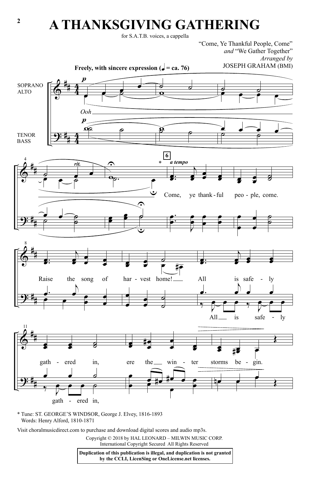 Joseph Graham A Thanksgiving Gathering sheet music notes and chords. Download Printable PDF.