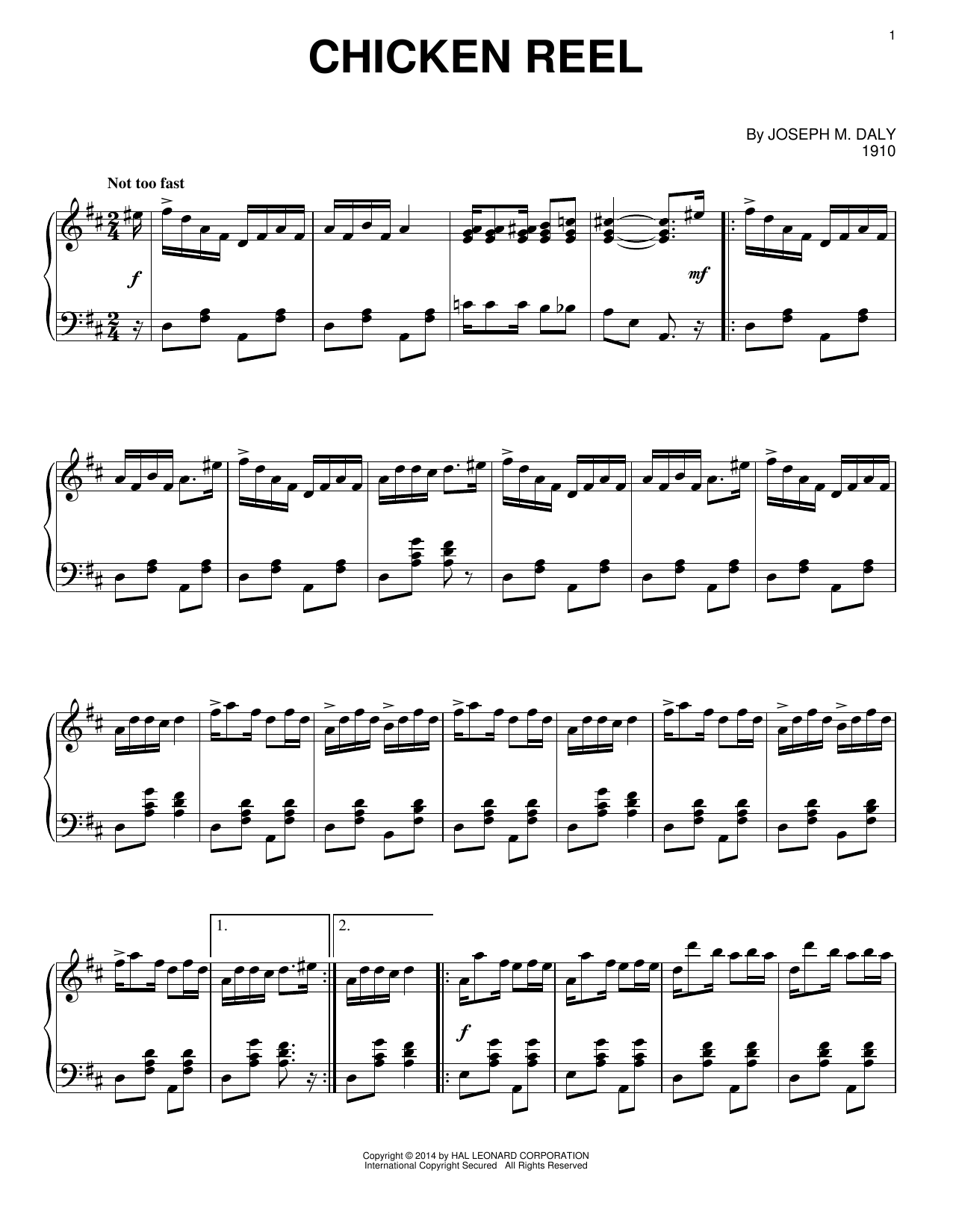 Learn to play Joseph M. Daly Chicken Reel sheet music for Piano Solo in minutes. Price: 7.8900$ Joseph M. Daly Chicken Reel sheet music notes and chords arranged for Piano Solo