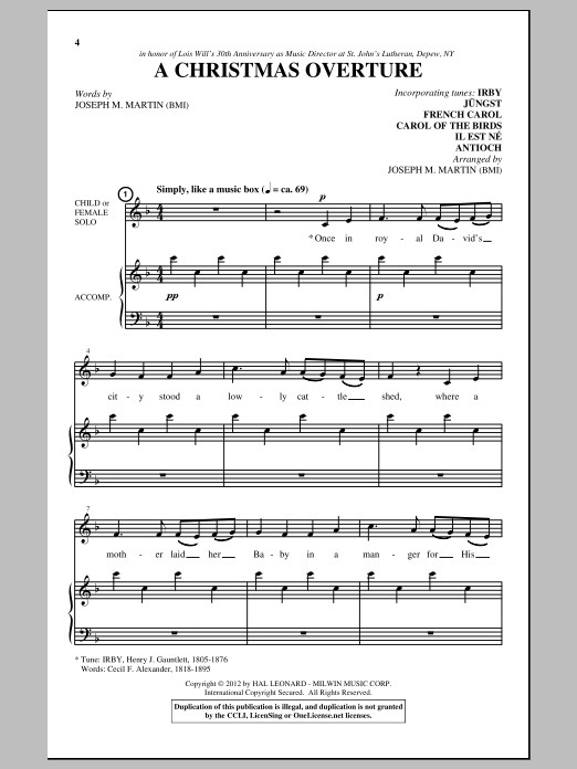 Joseph M. Martin A Christmas Overture sheet music notes and chords. Download Printable PDF.