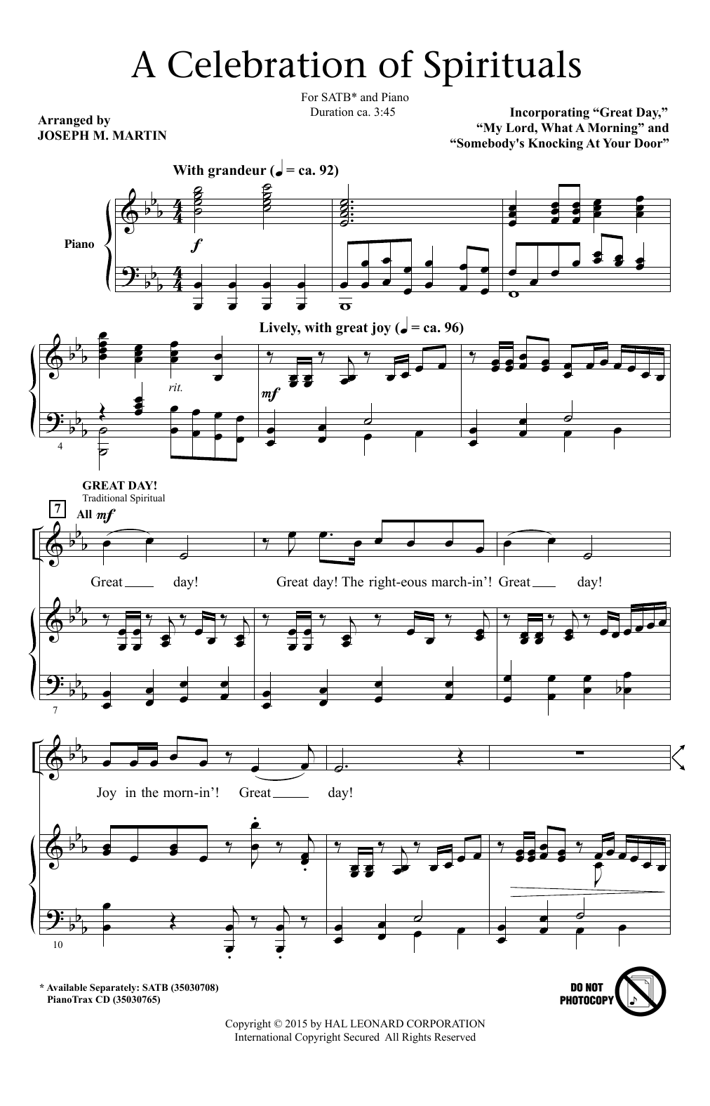 Learn to play Joseph M. Martin A Celebration Of Spirituals sheet music for SATB Choir in minutes. Price: 3.9900$ Joseph M. Martin A Celebration Of Spirituals sheet music notes and chords arranged for SATB Choir