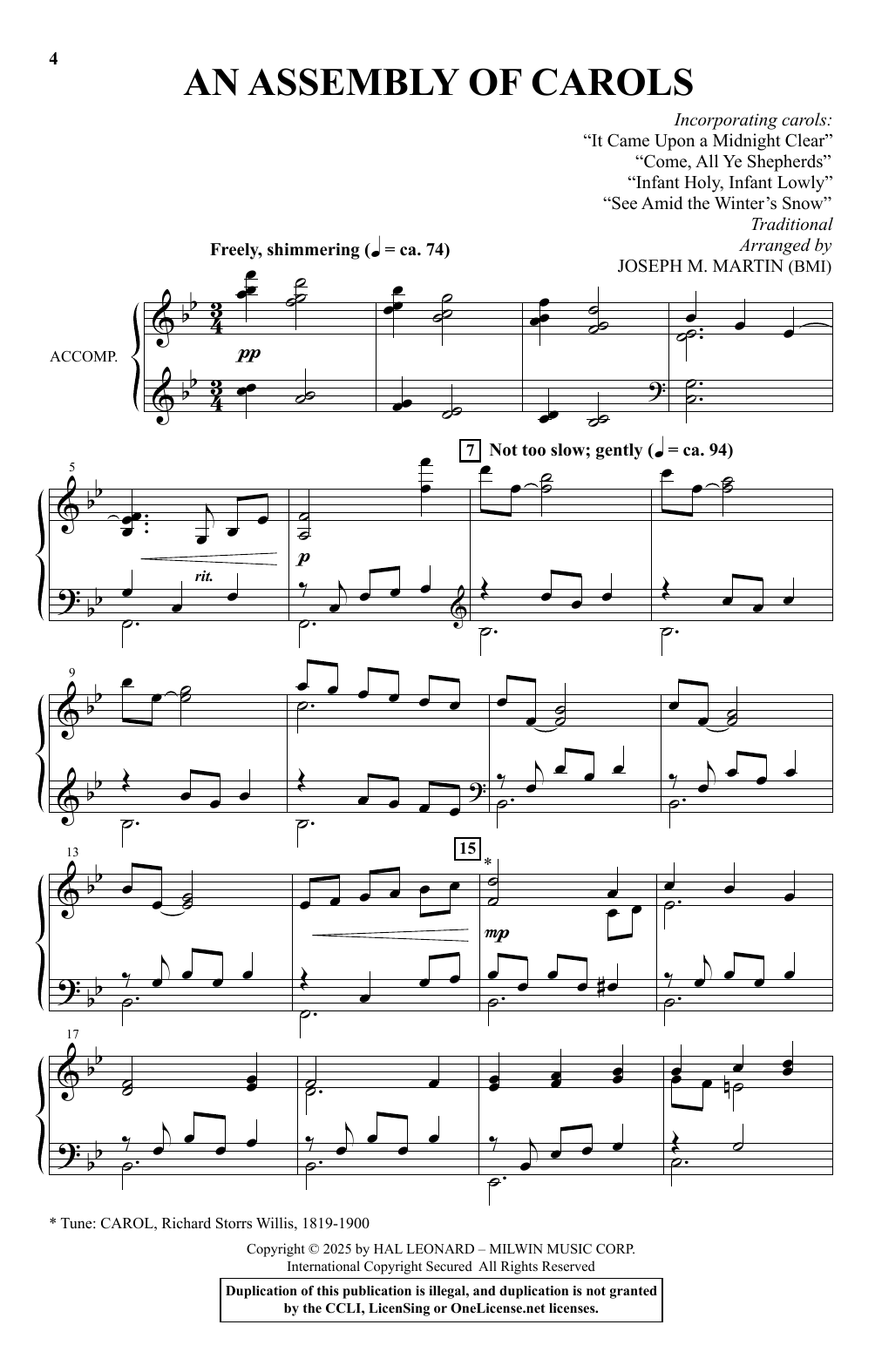 Learn to play Joseph M. Martin An Assembly Of Carols sheet music for SATB Choir in minutes. Price: 12.9700$ Joseph M. Martin An Assembly Of Carols sheet music notes and chords arranged for SATB Choir