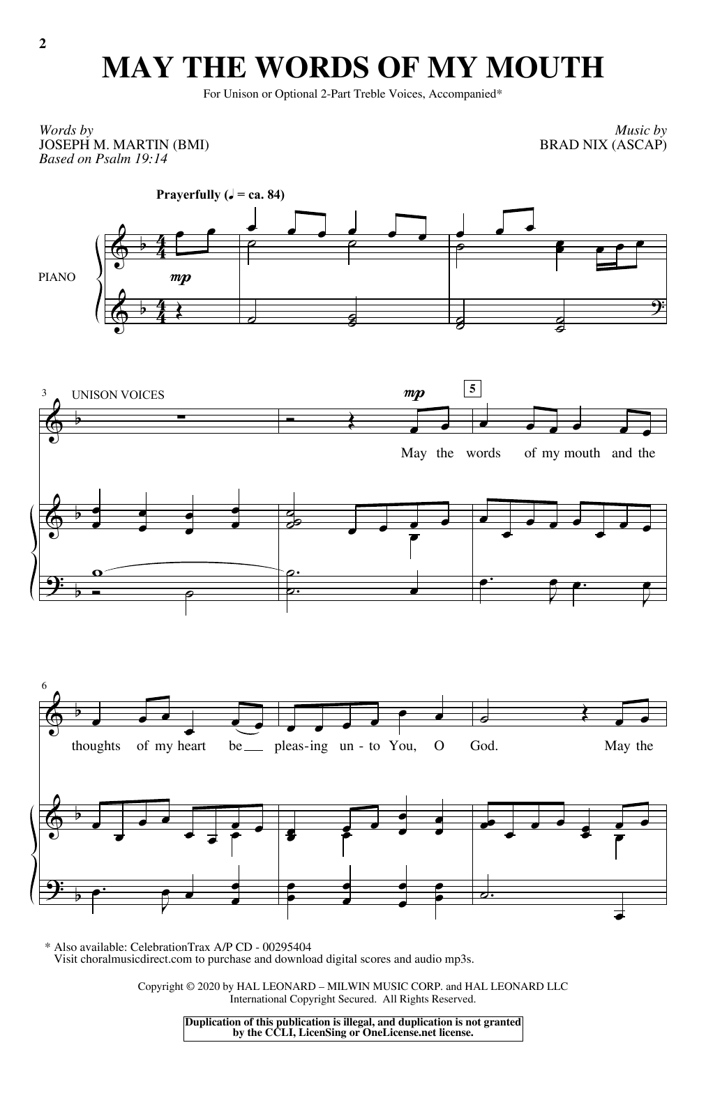 Joseph M. Martin and Brad Nix May The Words Of My Mouth sheet music notes and chords. Download Printable PDF.