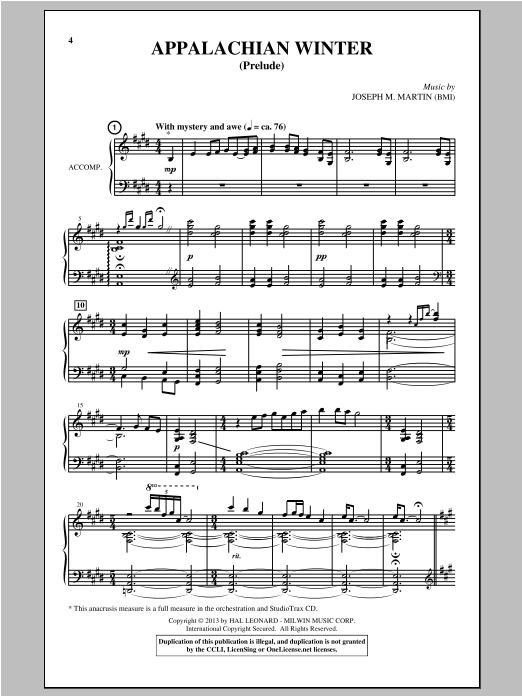 Joseph M. Martin Appalachian Winter (A Cantata For Christmas) sheet music notes and chords. Download Printable PDF.