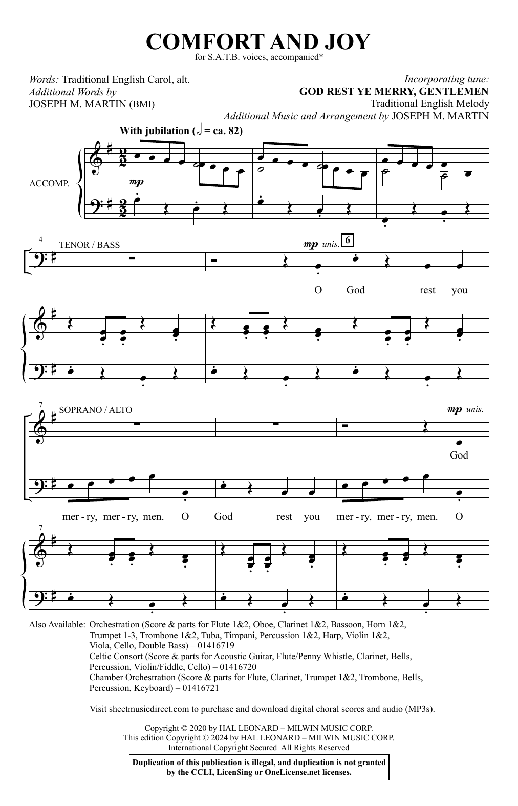 Joseph M. Martin Comfort And Joy sheet music notes and chords. Download Printable PDF.