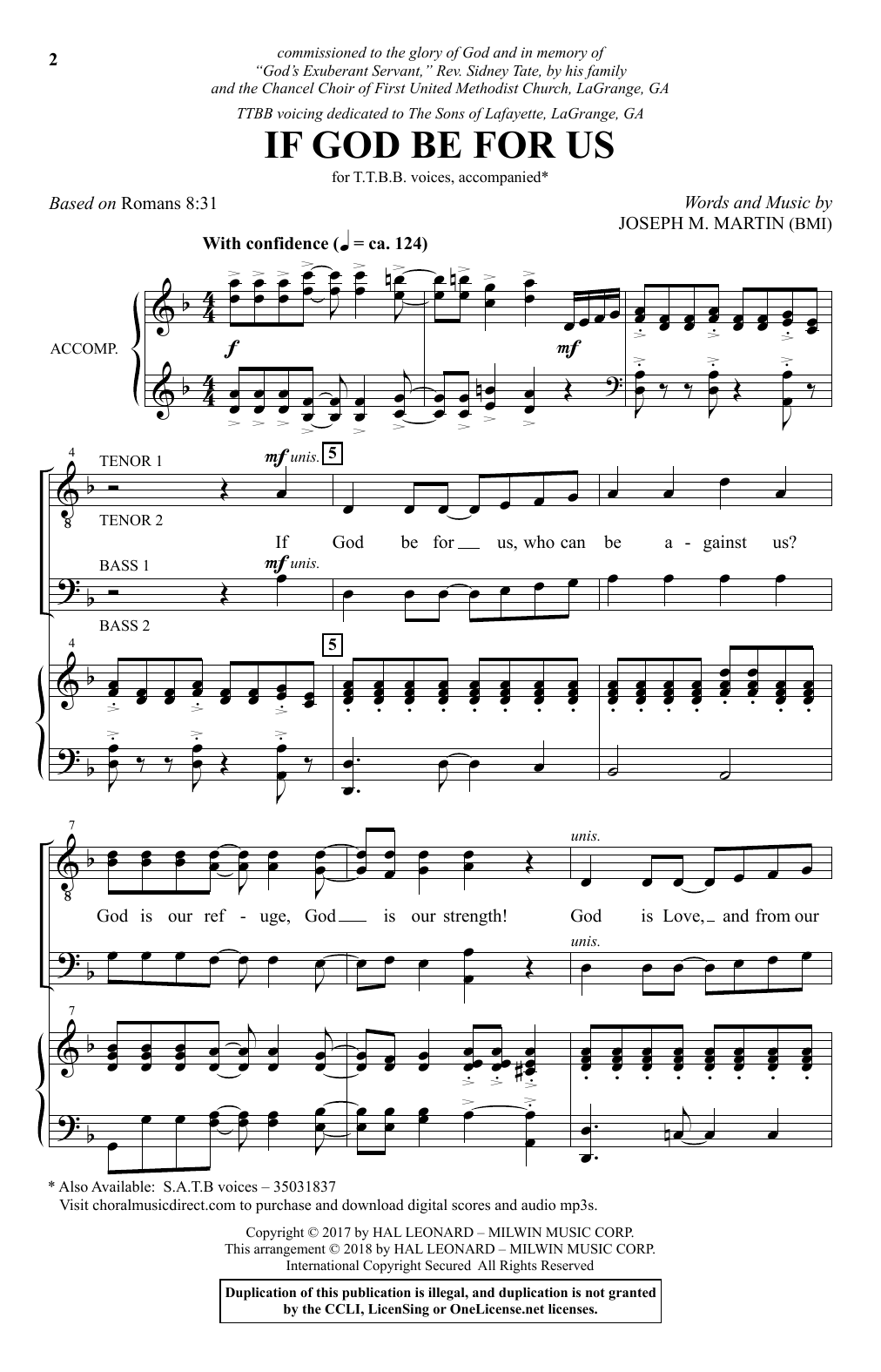 Joseph M. Martin If God Be For Us sheet music notes and chords. Download Printable PDF.