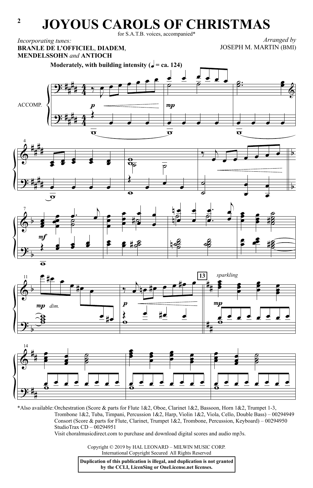 Joseph M. Martin Joyous Carols Of Christmas sheet music notes and chords. Download Printable PDF.