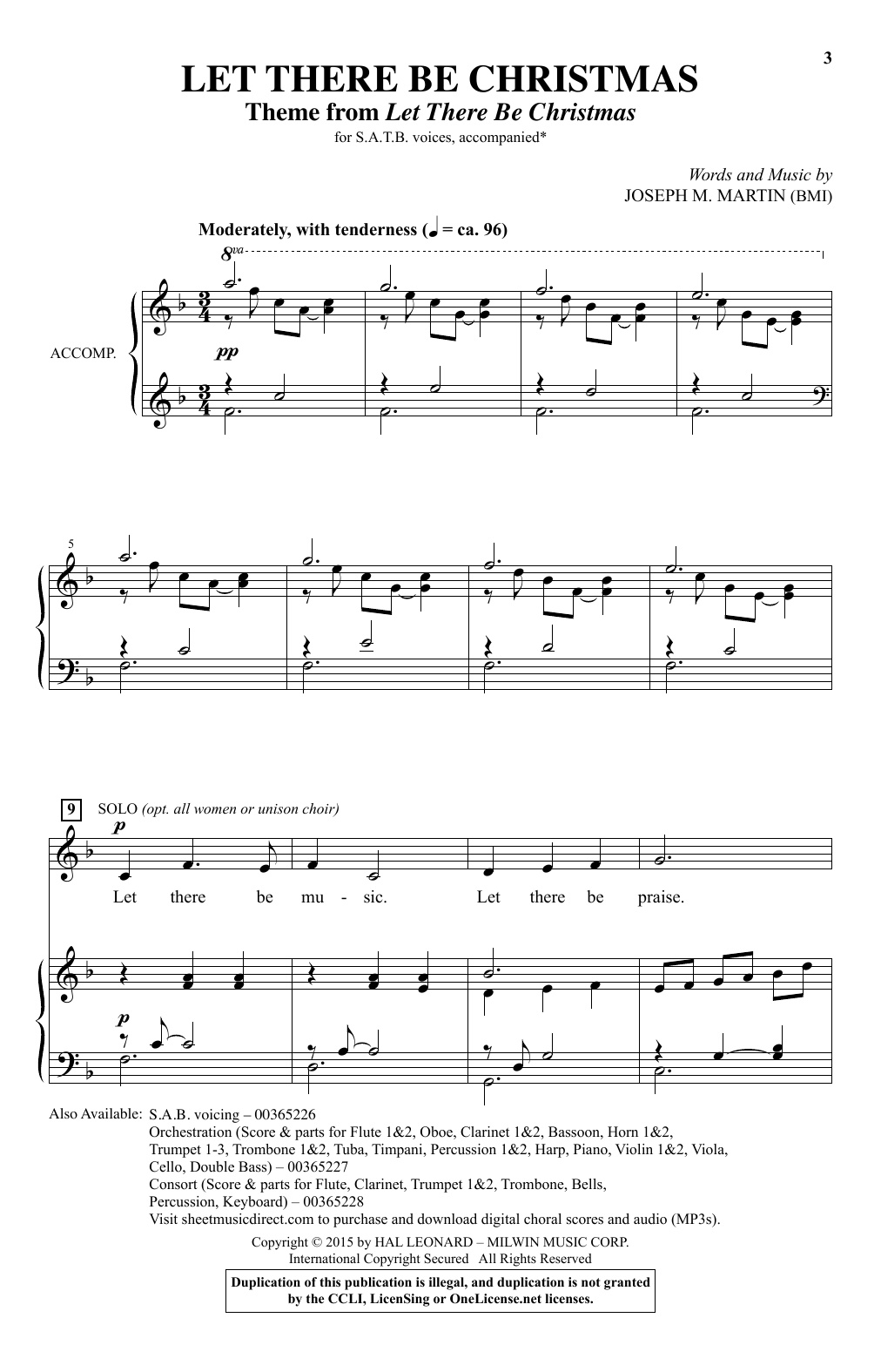 Joseph M. Martin Let There Be Christmas sheet music notes and chords. Download Printable PDF.