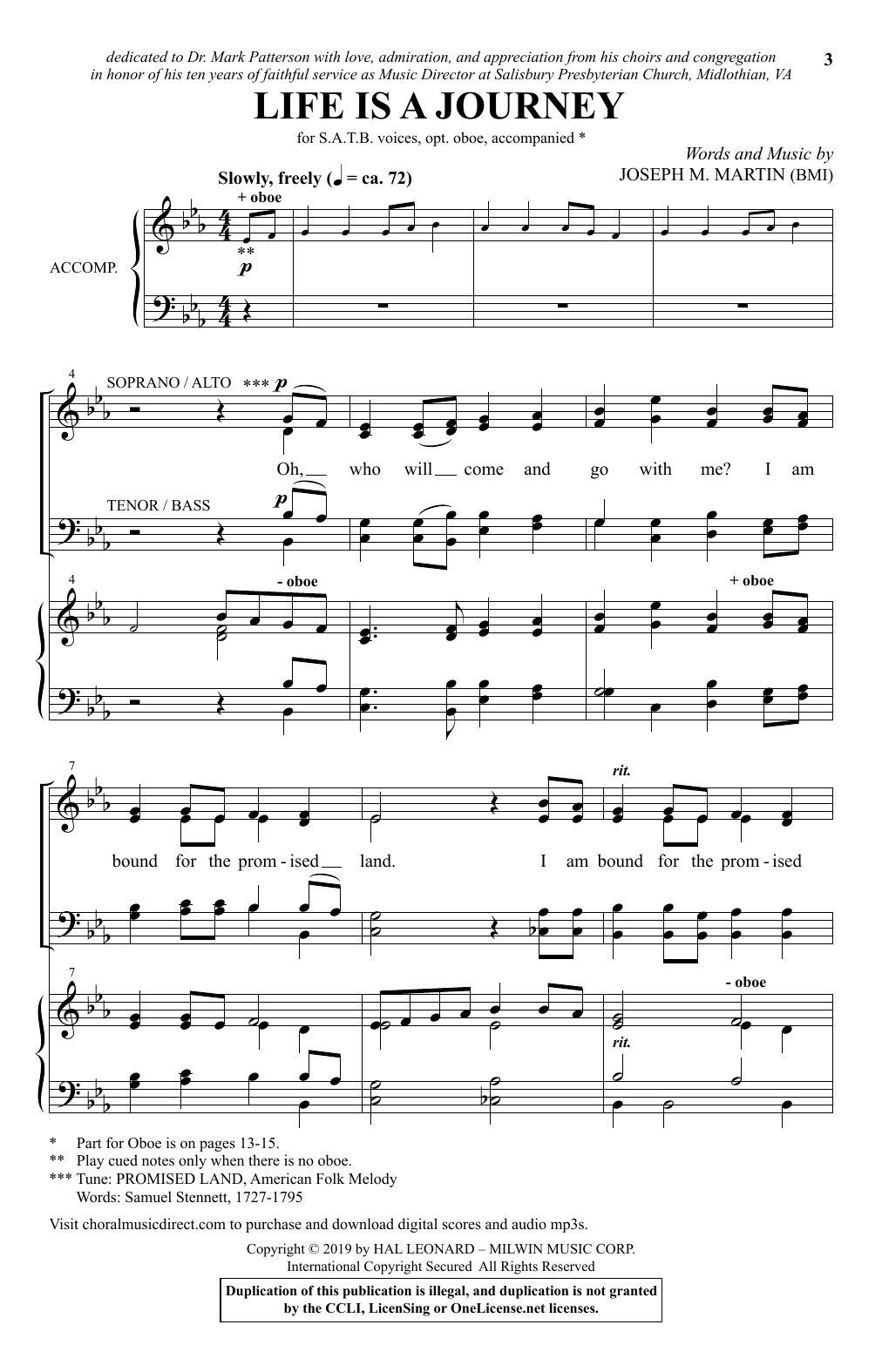 Joseph M. Martin Life Is A Journey sheet music notes and chords. Download Printable PDF.