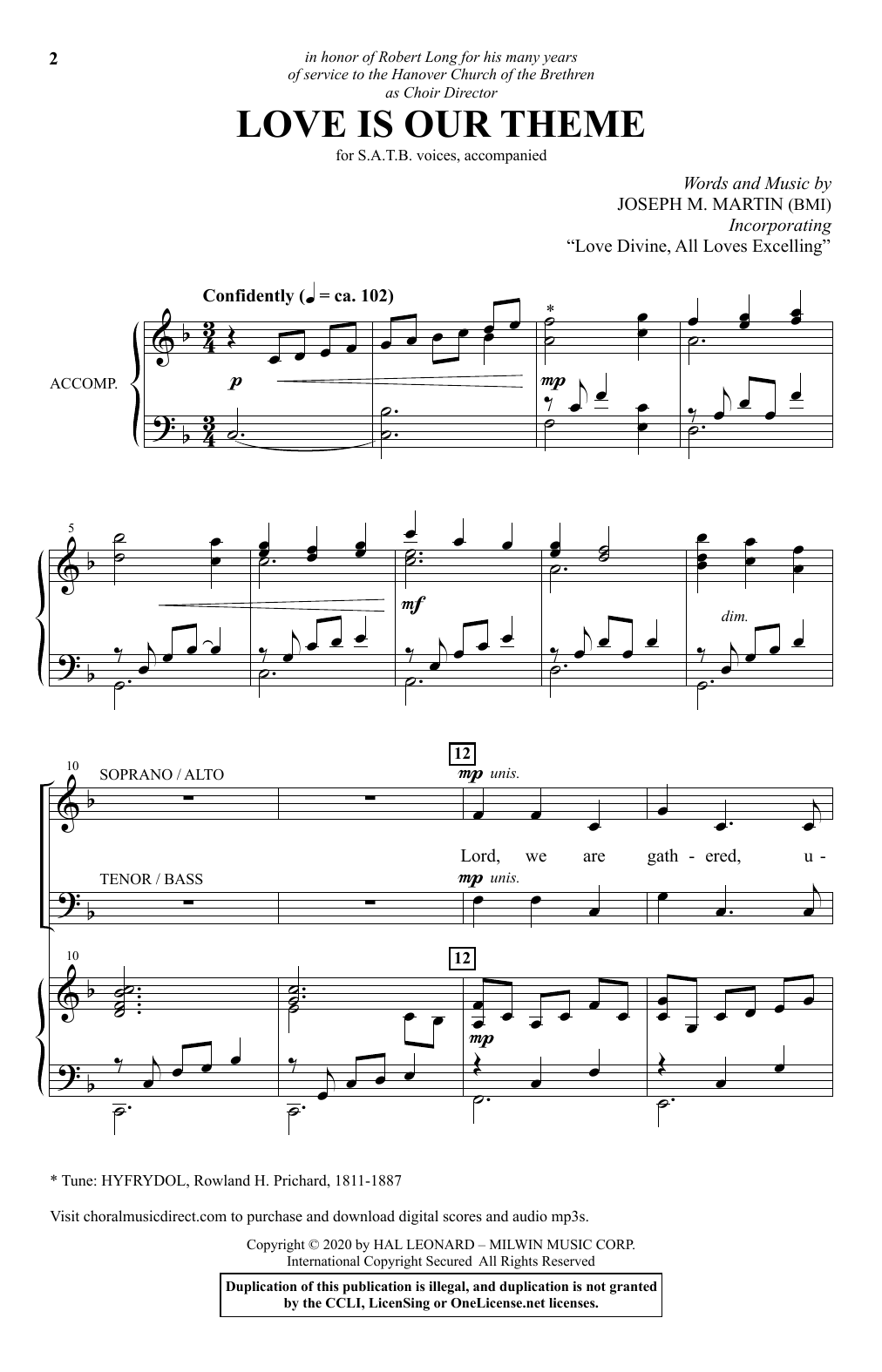 Joseph M. Martin Love Is Our Theme sheet music notes and chords. Download Printable PDF.