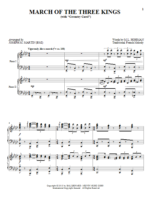 Joseph M. Martin March Of The Three Kings sheet music notes and chords. Download Printable PDF.