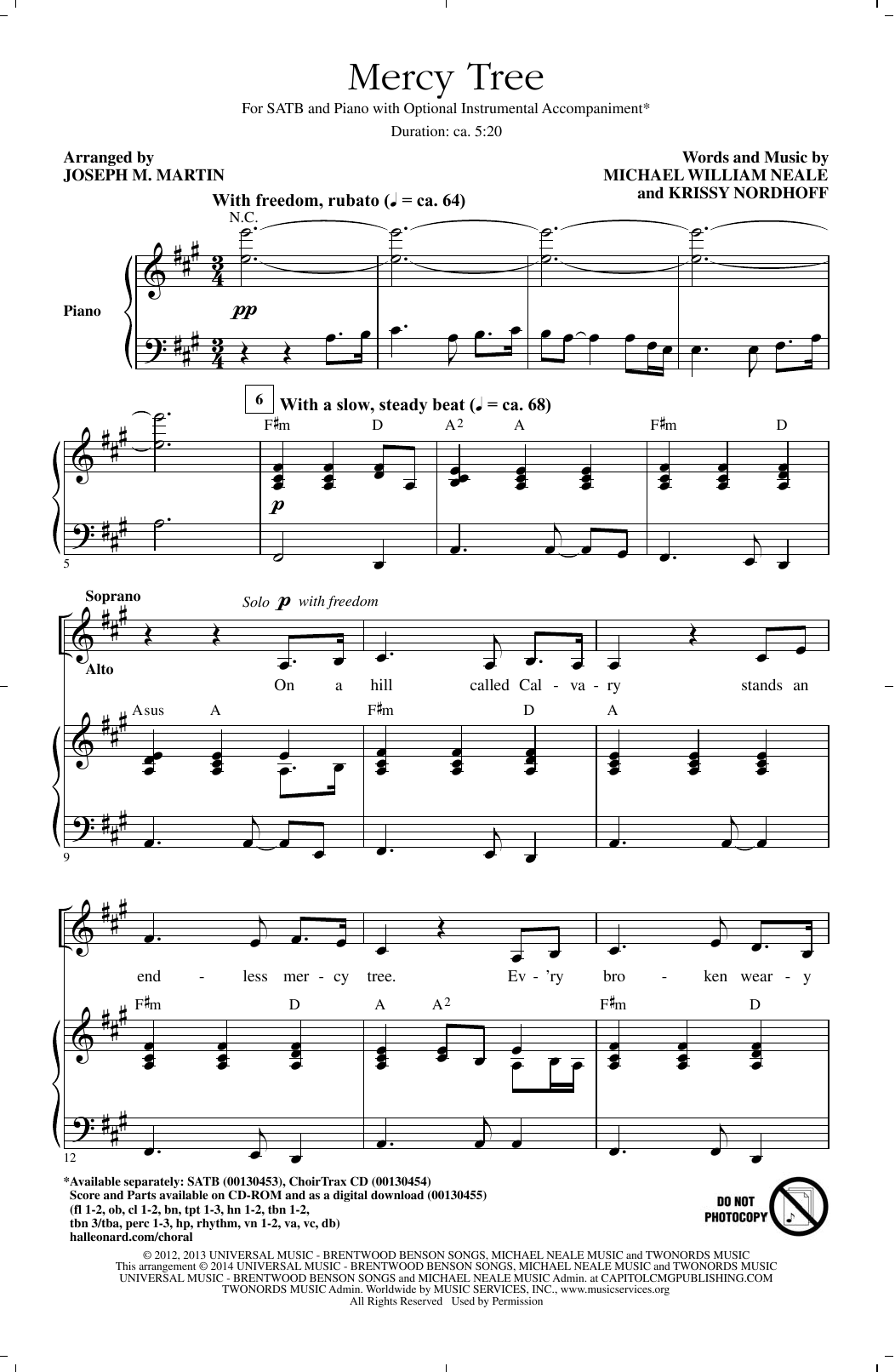 Learn to play Joseph M. Martin Mercy Tree sheet music for SATB Choir in minutes. Price: 3.9900$ Joseph M. Martin Mercy Tree sheet music notes and chords arranged for SATB Choir
