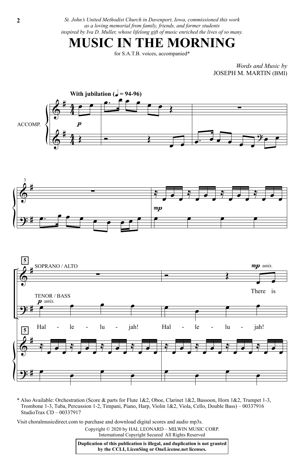 Joseph M. Martin Music In The Morning sheet music notes and chords. Download Printable PDF.