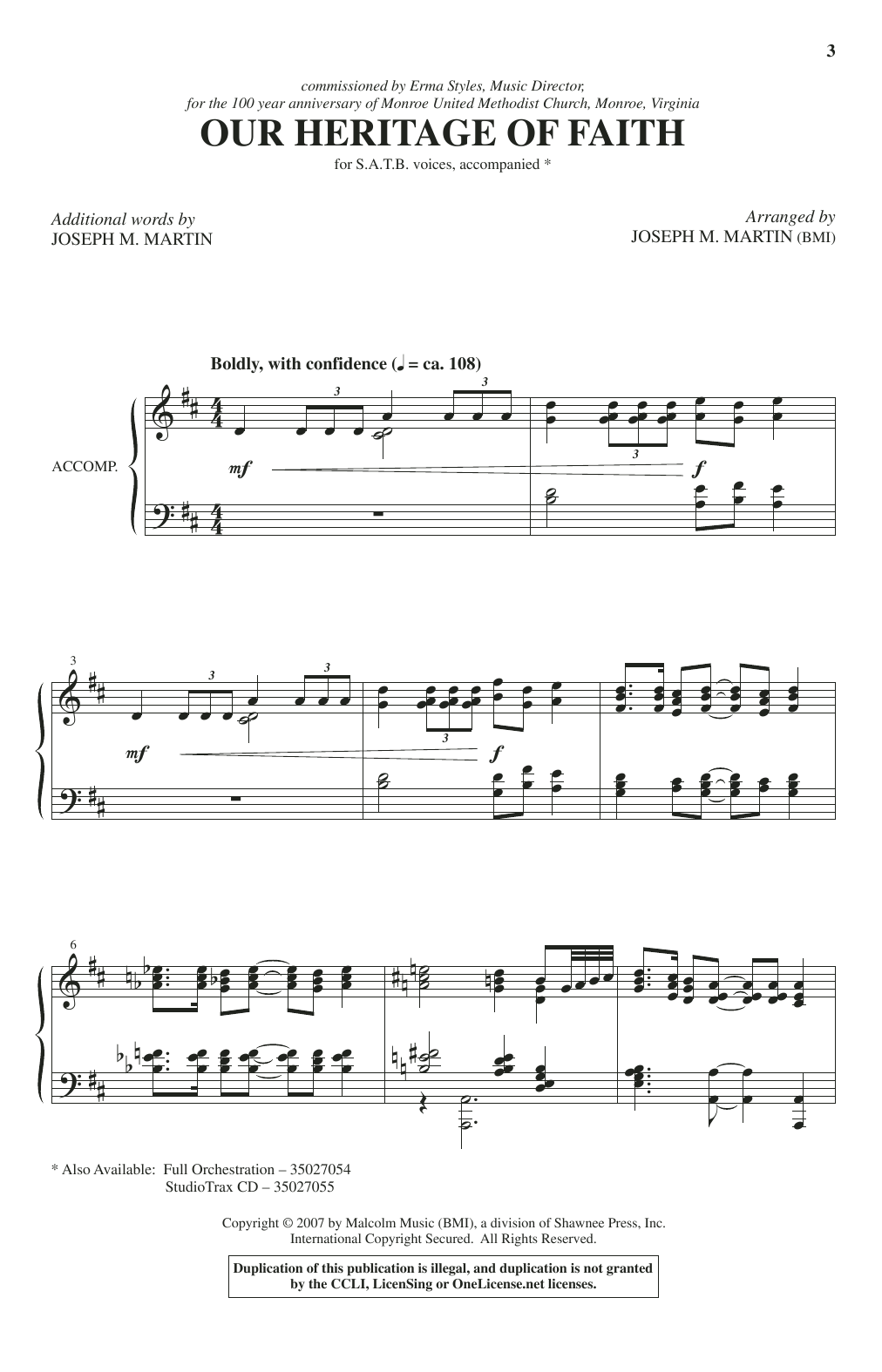 Joseph M. Martin Our Heritage Of Faith sheet music notes and chords arranged for SATB Choir