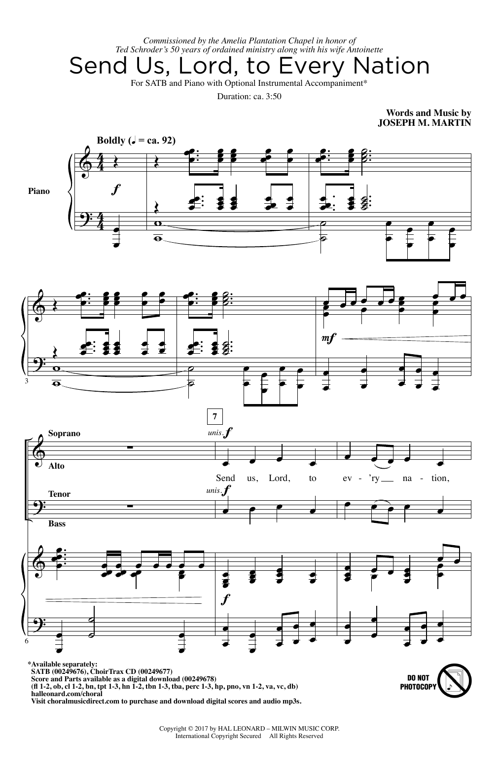 Joseph M. Martin Send Us, Lord, To Every Nation sheet music notes and chords. Download Printable PDF.