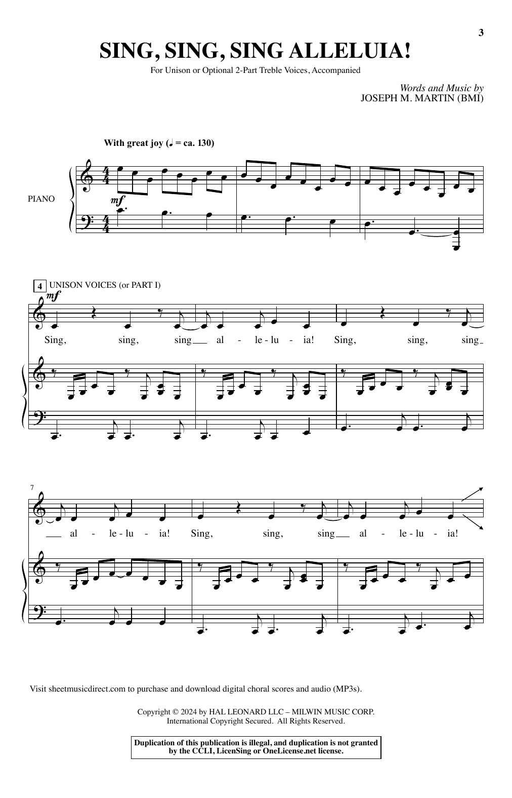 Joseph M. Martin Sing, Sing, Sing Alleluia! sheet music notes and chords. Download Printable PDF.