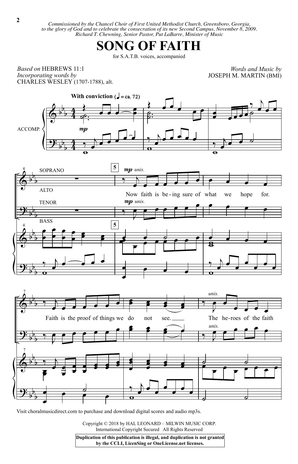 Joseph M. Martin Song Of Faith sheet music notes and chords. Download Printable PDF.