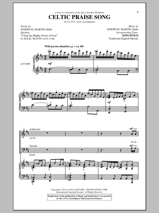 Joseph M. Martin The Celtic Choir sheet music notes and chords. Download Printable PDF.