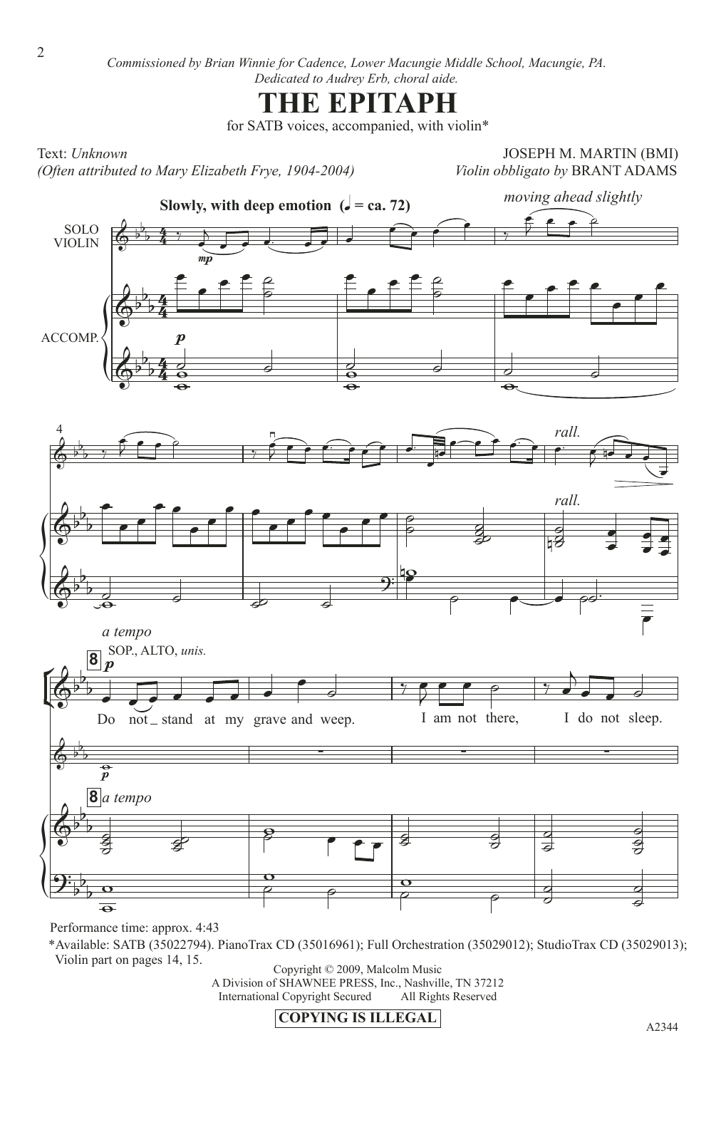 Joseph M. Martin The Epitaph sheet music notes and chords. Download Printable PDF.