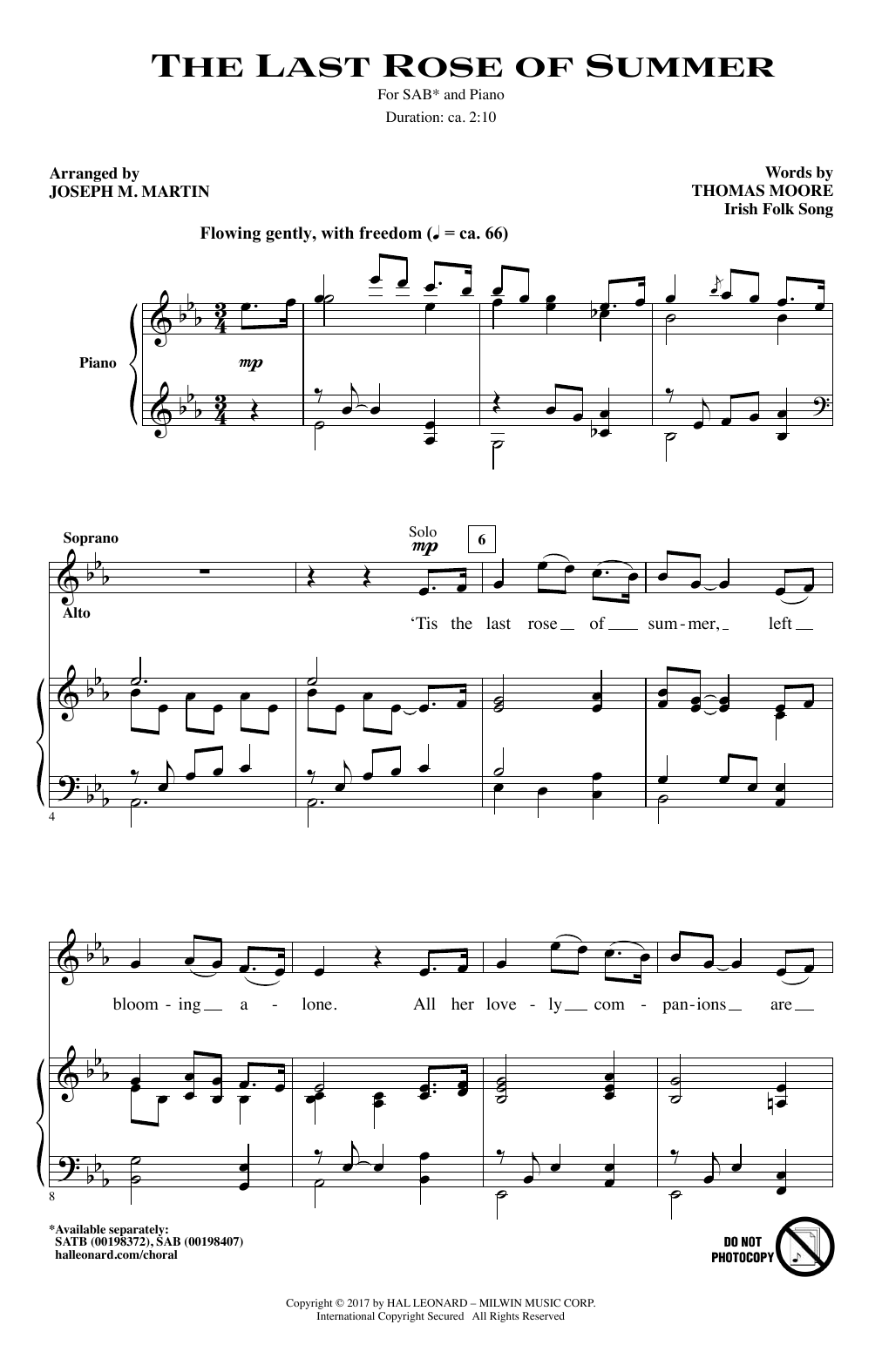 Learn to play Joseph M. Martin The Last Rose Of Summer sheet music for SAB Choir in minutes. Price: 3.9900$ Joseph M. Martin The Last Rose Of Summer sheet music notes and chords arranged for SAB Choir