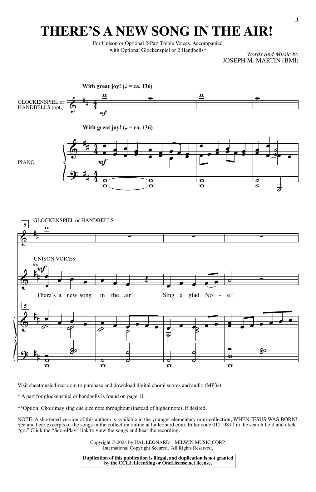 Joseph M. Martin There's A New Song In The Air! sheet music notes and chords. Download Printable PDF.