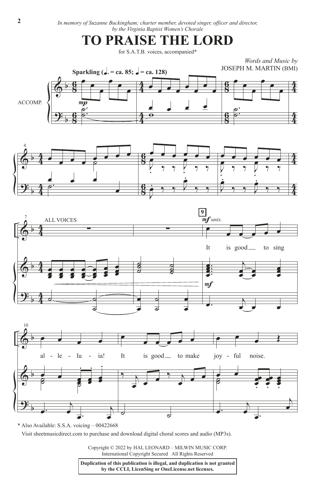 Joseph M. Martin To Praise The Lord sheet music notes and chords. Download Printable PDF.