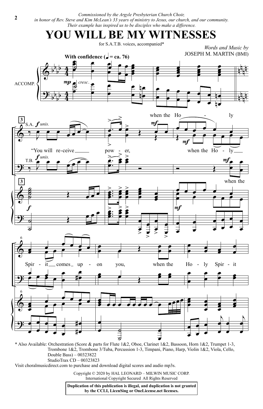 Learn to play Joseph M. Martin You Will Be My Witnesses sheet music for SATB Choir in minutes. Price: 3.9900$ Joseph M. Martin You Will Be My Witnesses sheet music notes and chords arranged for SATB Choir