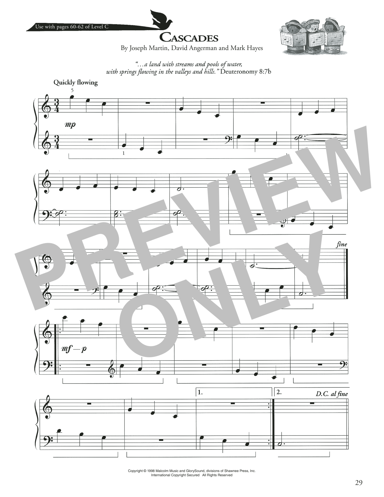 Learn to play Joseph Martin, David Angerman and Mark Hayes Cascades sheet music for Piano Method in minutes. Price: 6.9900$ Joseph Martin, David Angerman and Mark Hayes Cascades sheet music notes and chords arranged for Piano Method