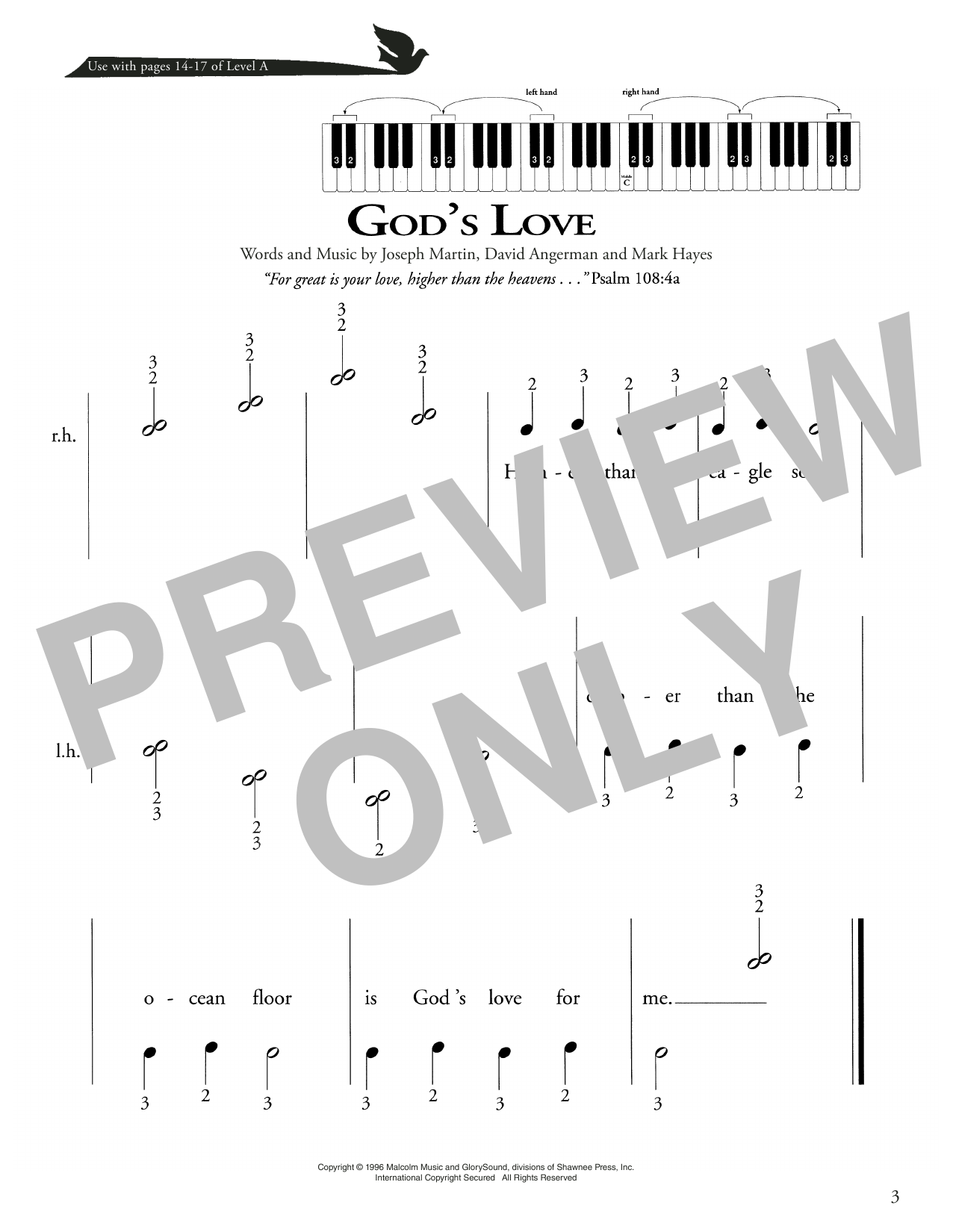 Learn to play Joseph Martin, David Angerman and Mark Hayes God's Love sheet music for Piano Method in minutes. Price: 6.9900$ Joseph Martin, David Angerman and Mark Hayes God's Love sheet music notes and chords arranged for Piano Method