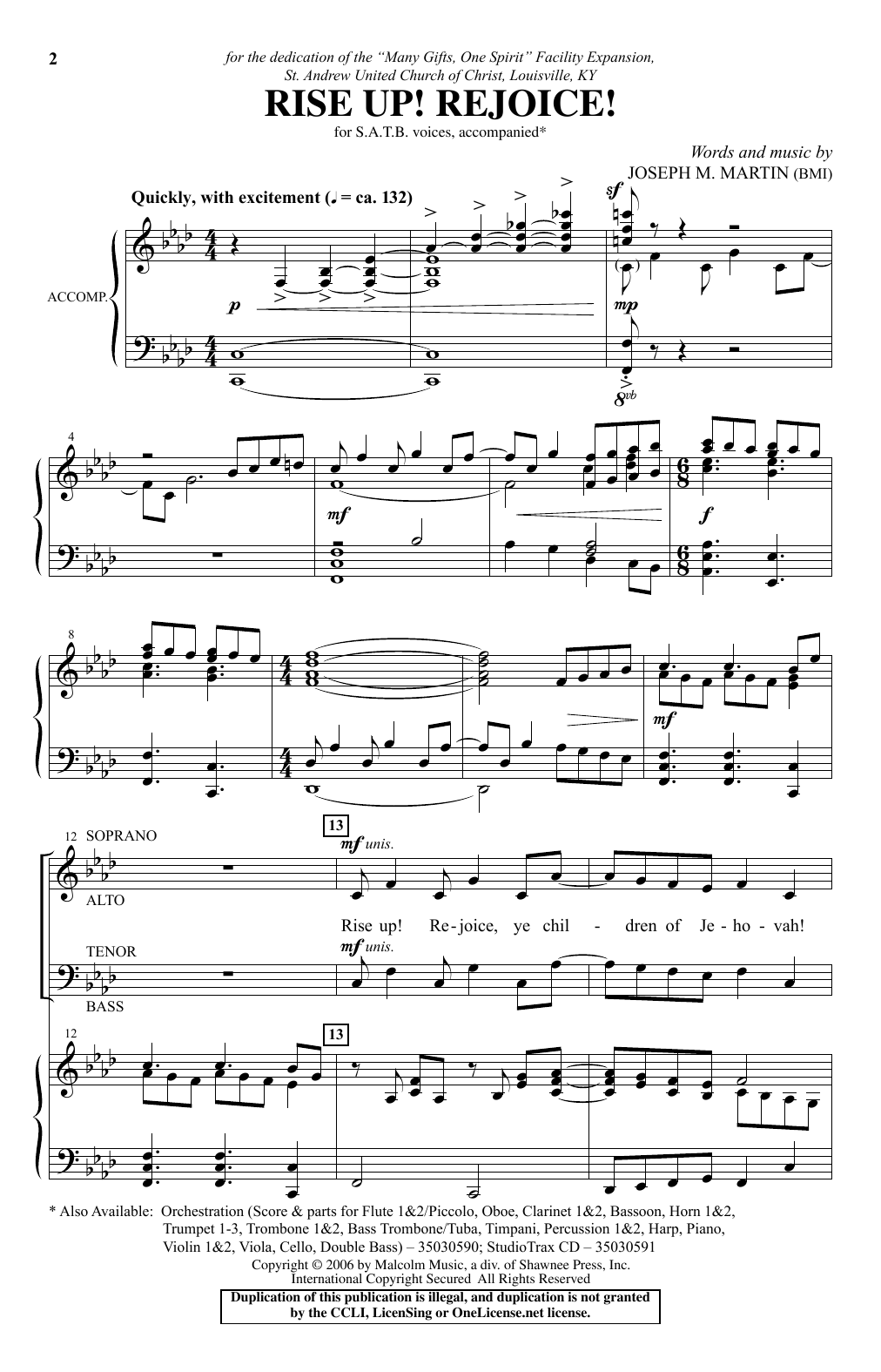 Joseph M. Martin Rise Up! Rejoice! sheet music notes and chords. Download Printable PDF.