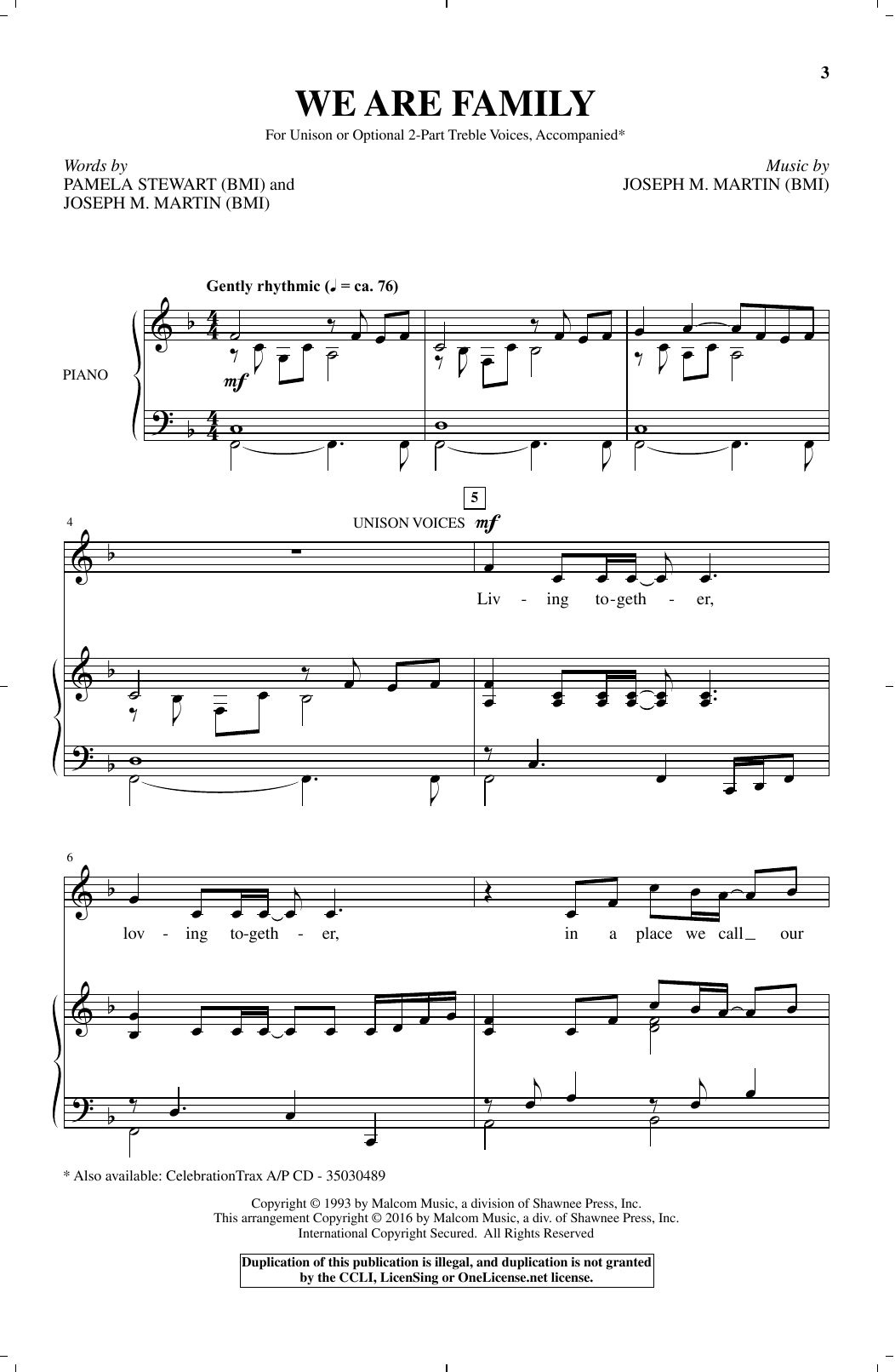 Joseph M. Martin We're A Family sheet music notes and chords. Download Printable PDF.