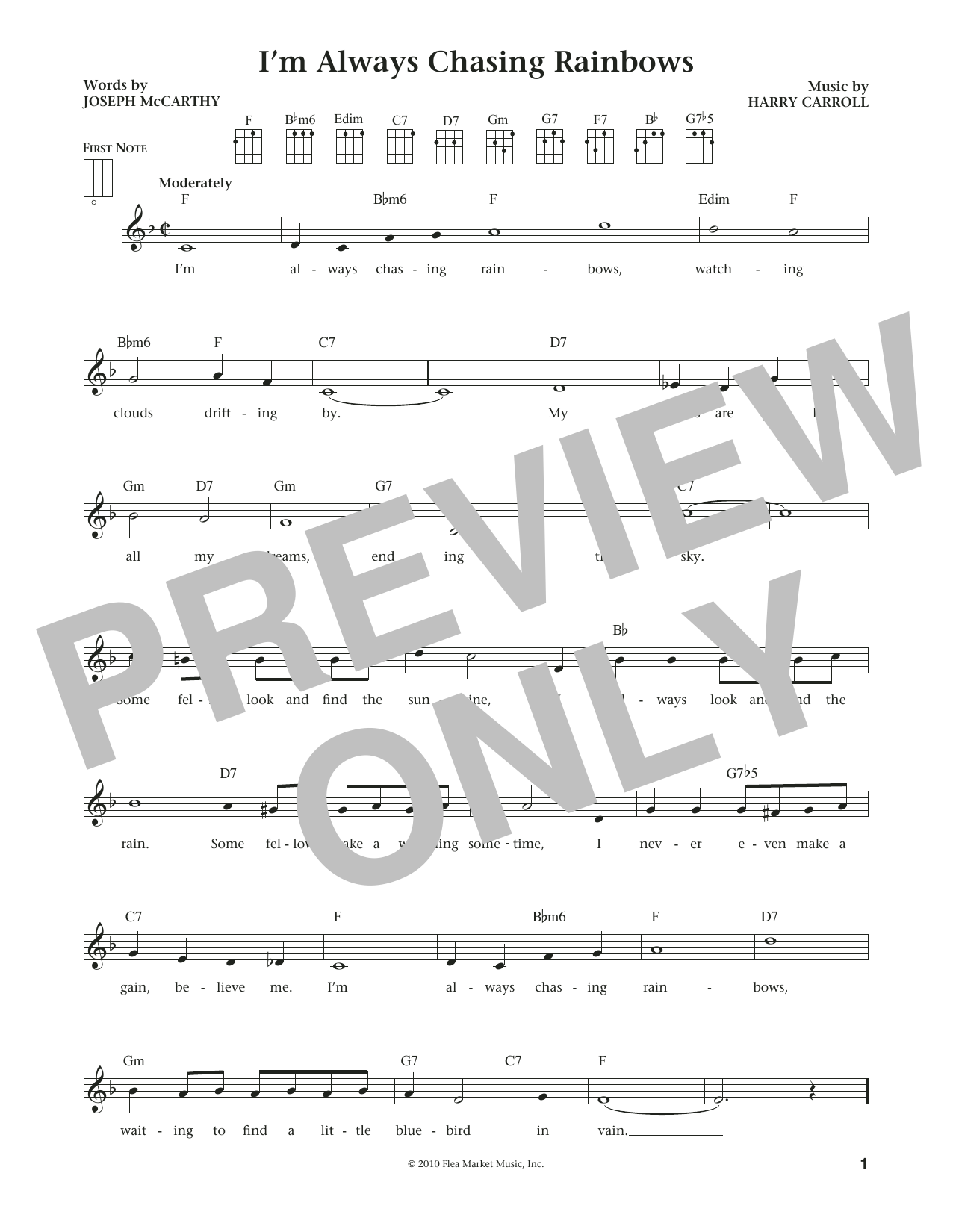 Learn to play Joseph McCarthy I'm Always Chasing Rainbows (from The Daily Ukulele) (arr. Liz and Jim Beloff) sheet music for Ukulele in minutes. Price: 5.9900$ Joseph McCarthy I'm Always Chasing Rainbows (from The Daily Ukulele) (arr. Liz and Jim Beloff) sheet music notes and chords arranged for Ukulele