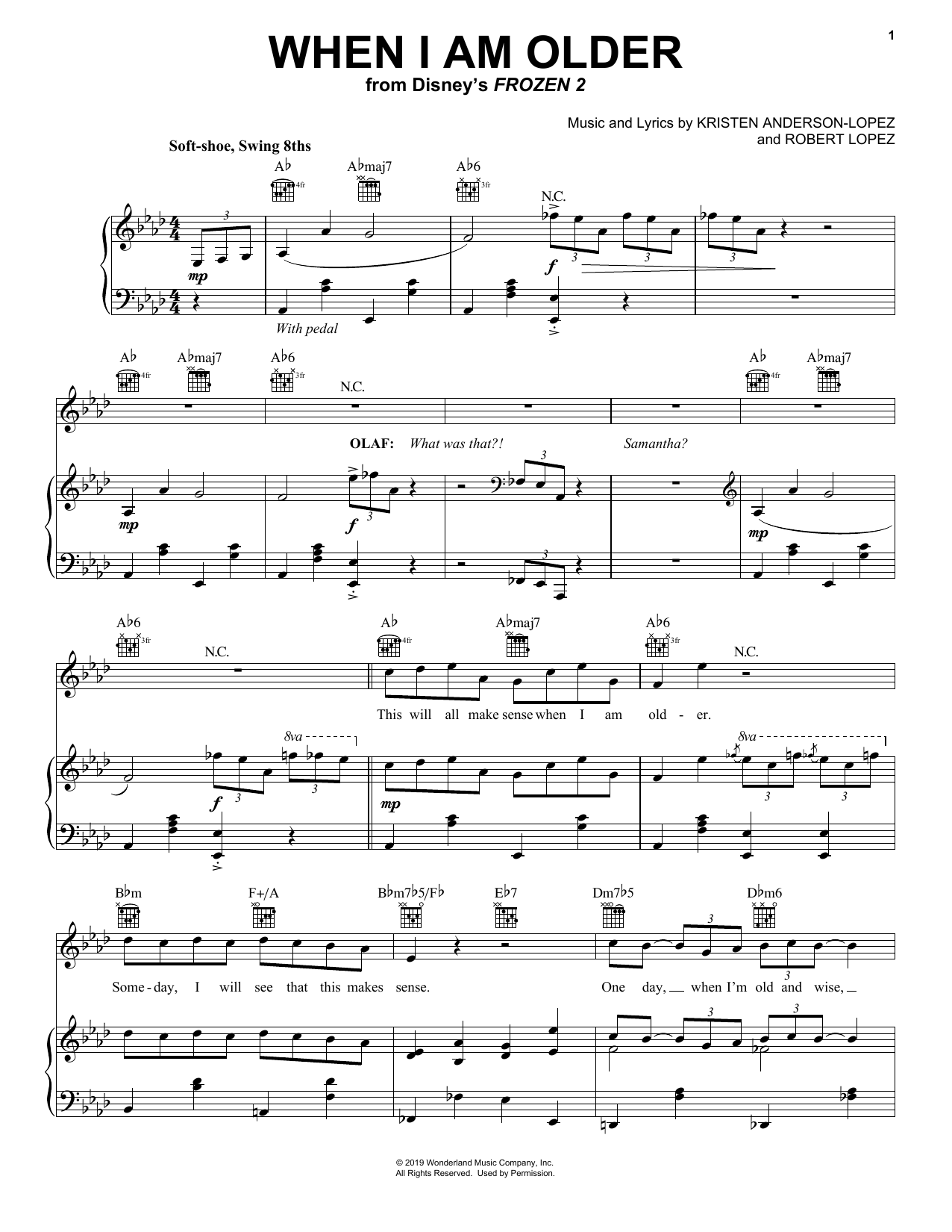 Josh Gad When I Am Older (from Disney's Frozen 2) sheet music notes and chords. Download Printable PDF.