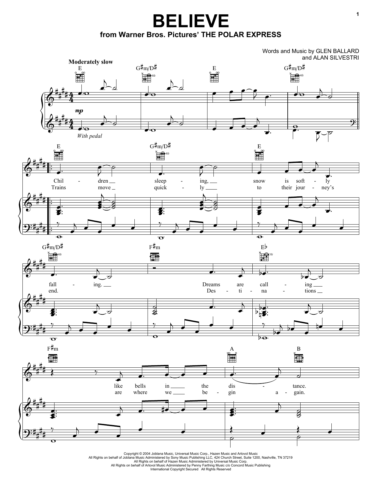 Josh Groban Believe sheet music notes and chords. Download Printable PDF.