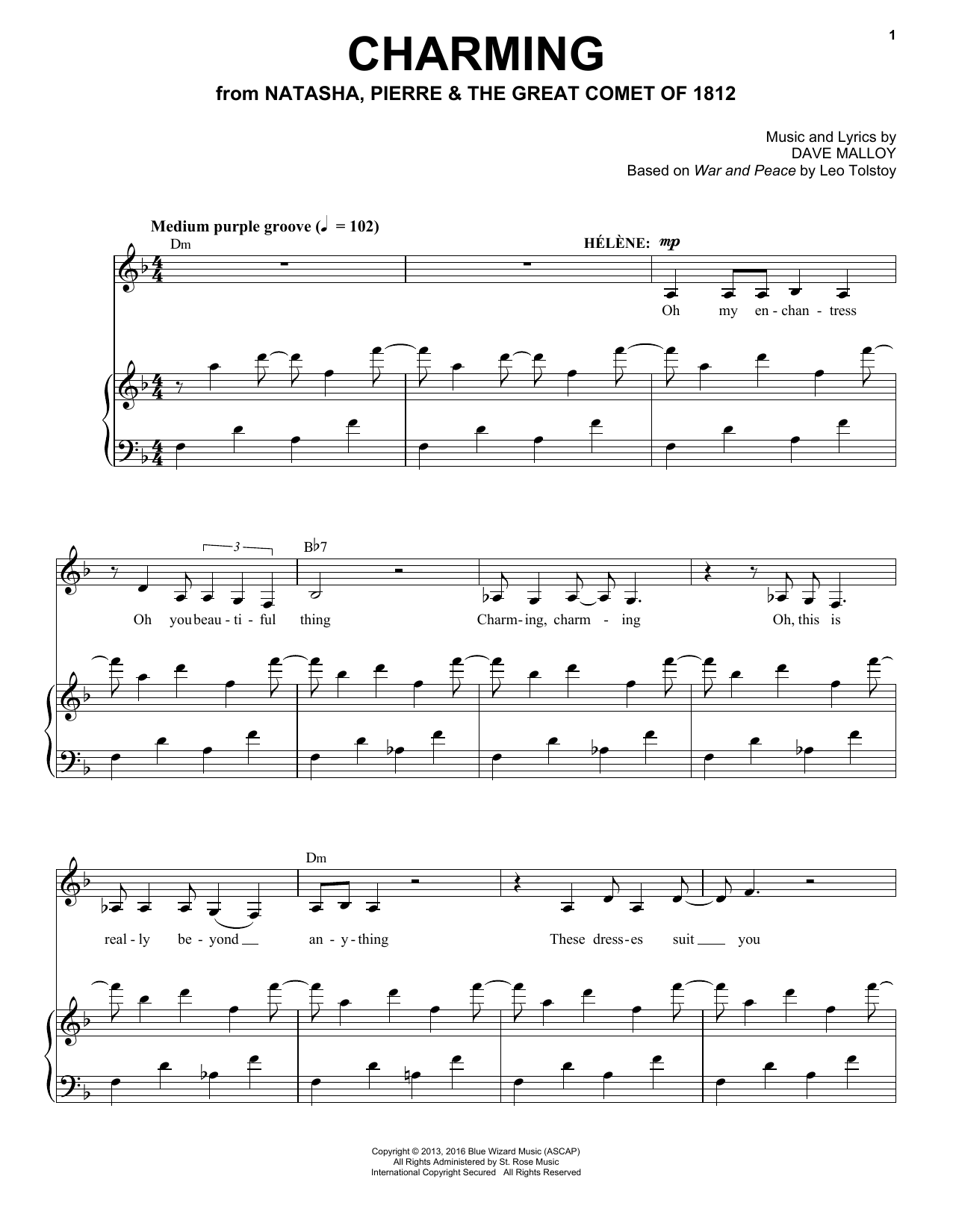 Josh Groban Charming (from Natasha, Pierre & The Great Comet of 1812) sheet music notes and chords. Download Printable PDF.