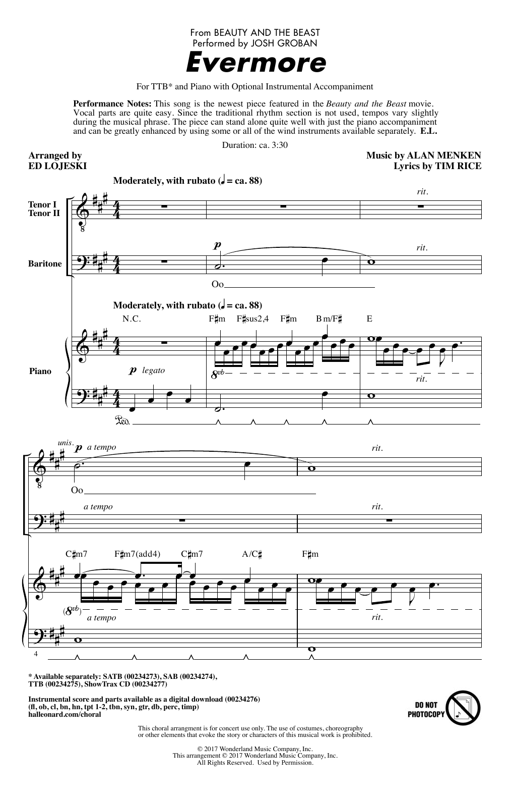 Ed Lojeski Evermore sheet music notes and chords. Download Printable PDF.