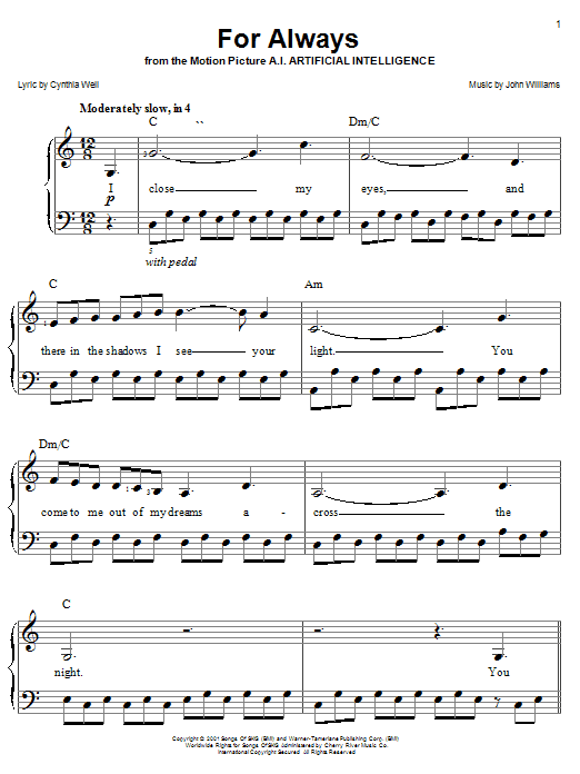 Josh Groban and Lara Fabian For Always (from AI: Artificial Intelligence) sheet music notes and chords. Download Printable PDF.