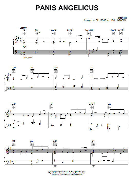 Josh Groban Panis Angelicus sheet music notes and chords. Download Printable PDF.