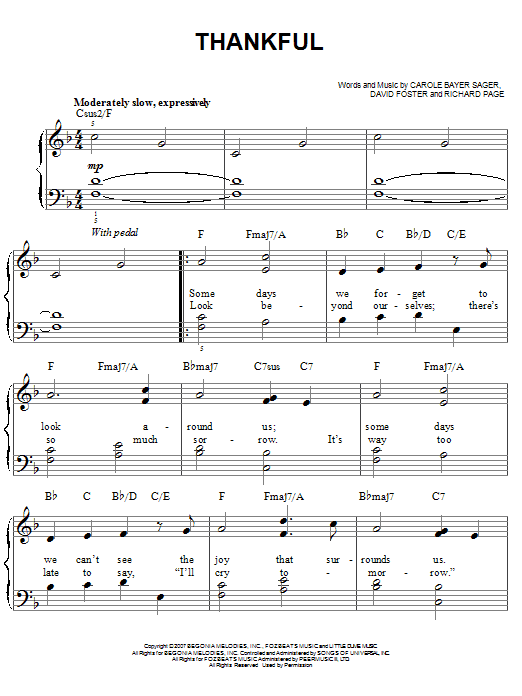 Josh Groban Thankful sheet music notes and chords. Download Printable PDF.