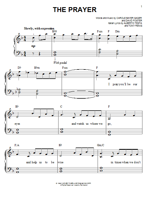 Josh Groban The Prayer sheet music notes and chords. Download Printable PDF.