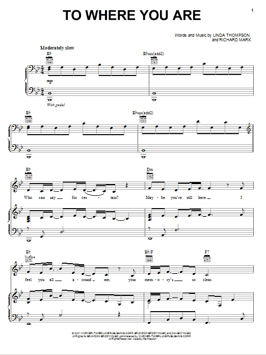 Josh Groban To Where You Are sheet music notes and chords. Download Printable PDF.